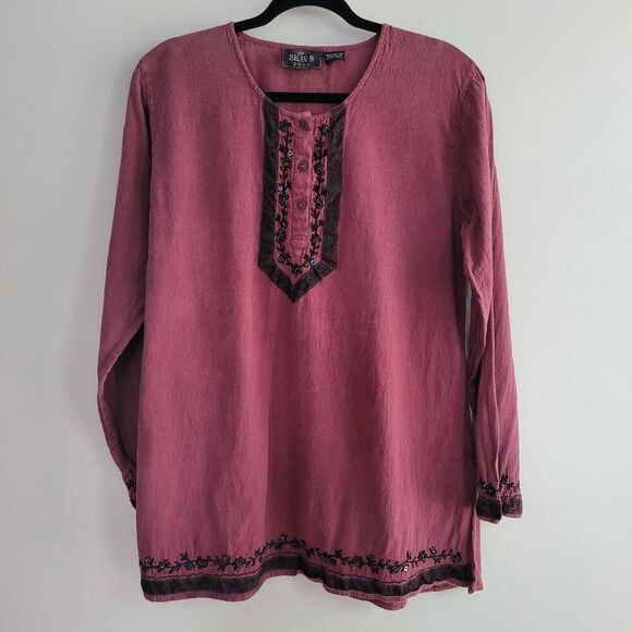Bhag's 2000 lightweight embroidered sequined tunic top boho bohemian goth - Picture 1 of 11